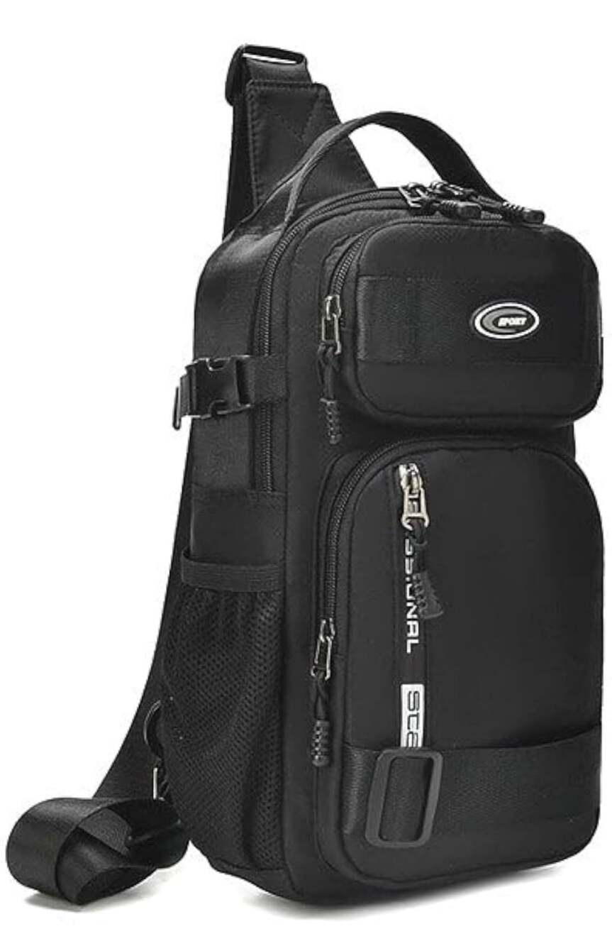Casual Waterproof Nylon Sling Chest Bag Black